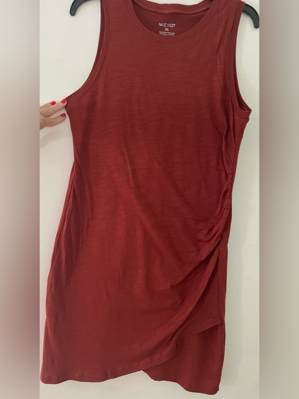 Nine West Rust Sleeveless Ruched Side Dress